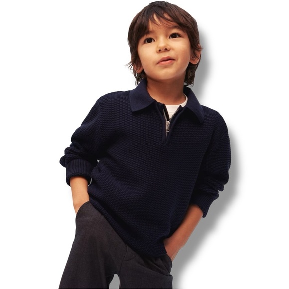 H&M | Navy Half-Zip Polo Sweater (4T) - Picture 6 of 7